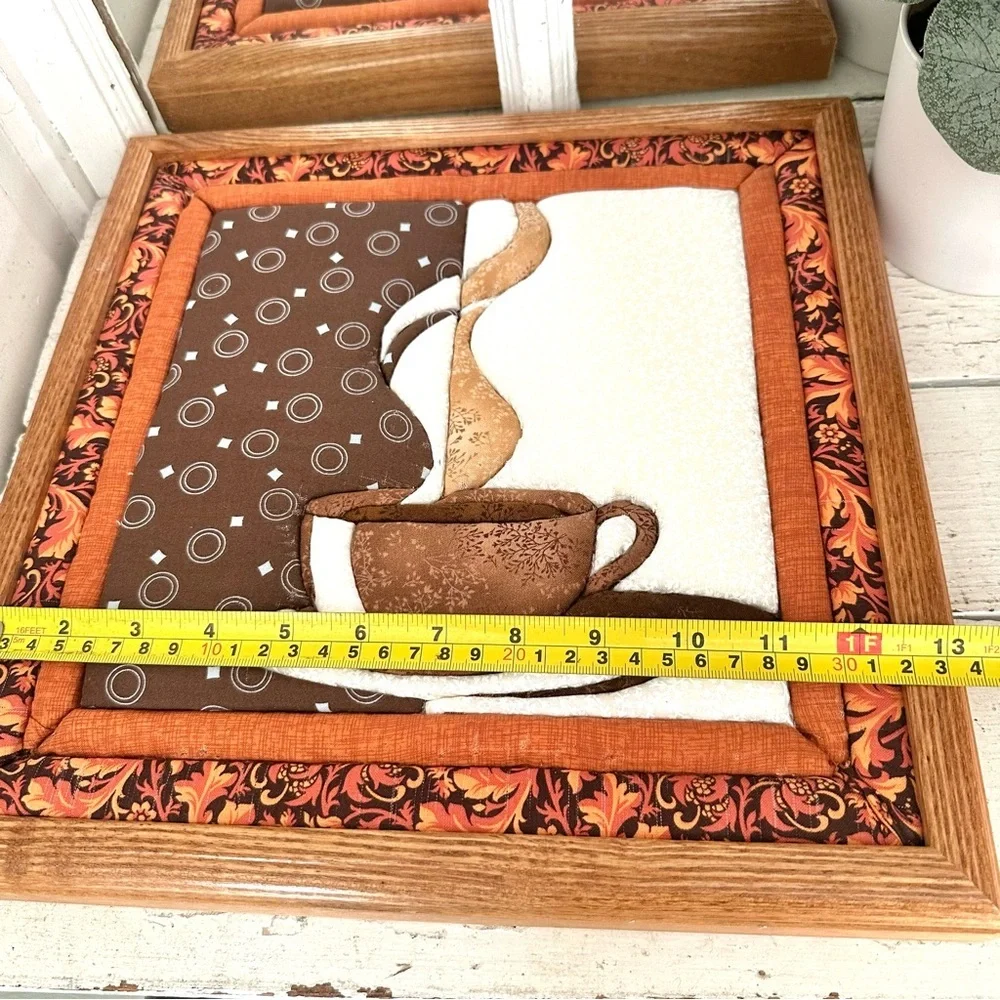 Coffee Quilted Bar Sign Barista Wall Hanging Fall Colors Coffee Mug Cup Art 13”